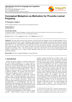 Conceptual Metaphors as Motivation for Proverbs Lexical Polysemy