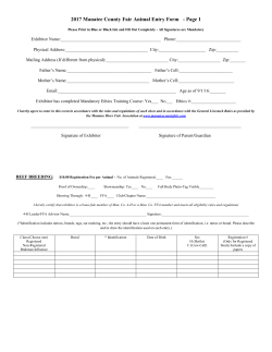 2017 Manatee County Fair Animal Entry Form