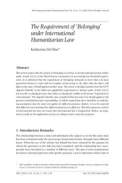 The Requirement of `Belonging` under International Humanitarian Law