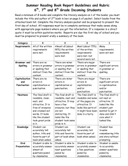 Summer Reading Book Report Guidelines and Rubric 6th, 7th and