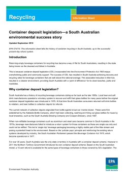 Container deposit legislation&mdash;a South Australian environmental