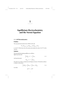 Equilibrium Electrochemistry and the Nernst Equation - Beck-Shop