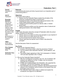 Federalism: Part 1