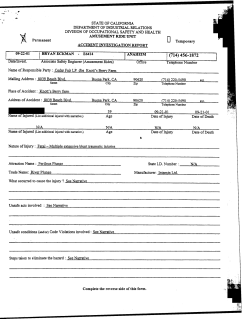 Accident report from regulatory agency