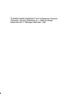 A tentative realistic metaphysics - HIST