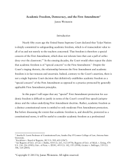 Academic Freedom, Democracy, and the First Amendment*