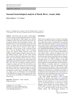 Seasonal bacteriological analysis of Barak River, Assam, India