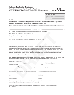 Statutory Declaration Producer, Department Head, Key Creative