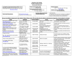 Student Health Services Community Referrals