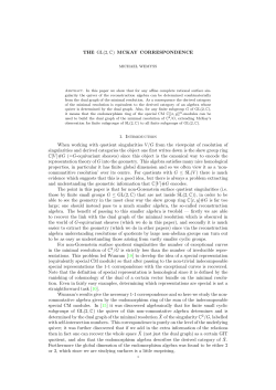 THE GL(2, C) MCKAY CORRESPONDENCE 1. Introduction When