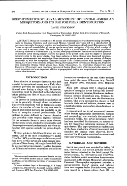 biosystematics of larval movement of central american mosquitoes