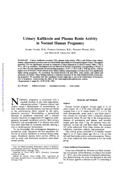 Urinary Kallikrein and Plasma Renin Activity in Normal Human