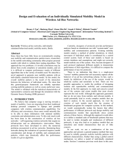 Design and Evaluation of an Individually Simulated Mobility Model