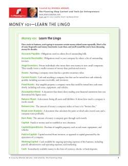 money 101&mdash;Learn the Lingo