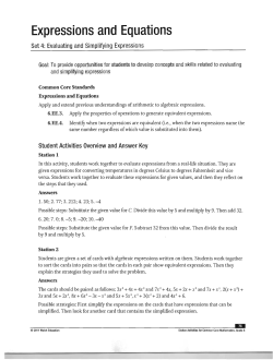 Set 4: Evaluating and Simplifying Expressions File