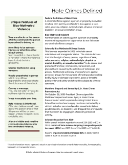 Hate Crimes Defined - Colorado Anti