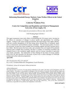 Deregulating Household Energy Markets: some welfare effects in