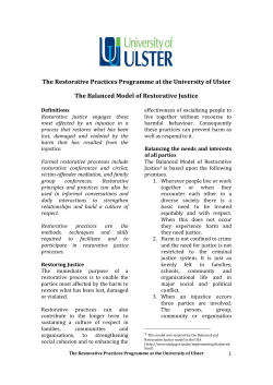 The Restorative Practices Programme at the University of Ulster
