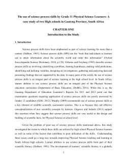 The use of science process skills by Grade 11 Physical Science