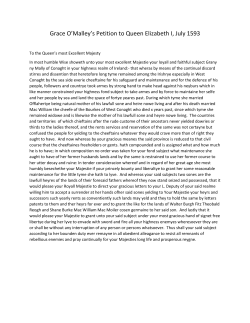 Grace O`Malley`s Petition to Queen Elizabeth I, July 1593