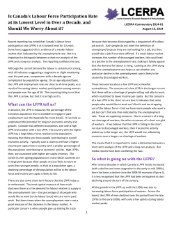 Is Canada`s Labour Force Participation Rate at its Lowest