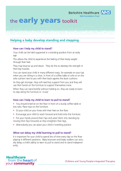 Helping a baby develop standing and stepping
