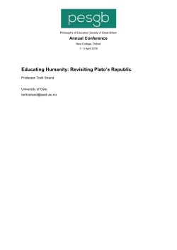 Educating Humanity: Revisiting Plato`s Republic