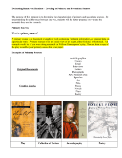 Evaluating Resources Handout &ndash; Looking at Primary and Secondary