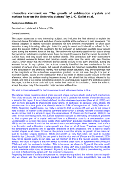 Interactive comment on &ldquo;The growth of sublimation crystals and