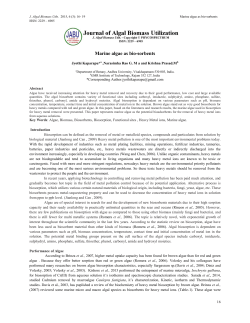Marine algae as bio-sorbents - Journal of Algal Biomass Utilization