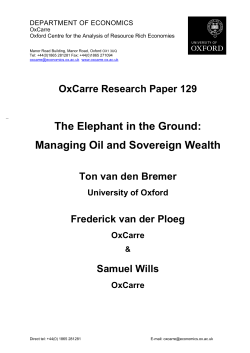The Elephant in the Ground: Managing Oil and Sovereign