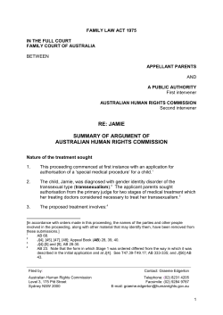 re: jamie summary of argument of australian human rights commission