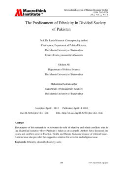 The Predicament of Ethnicity in Divided Society of Pakistan
