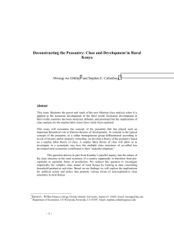 Deconstructing the Peasantry: Class and Development