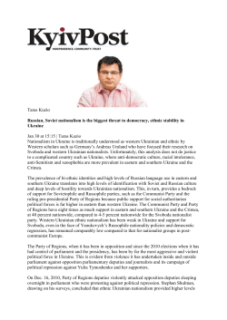 Taras Kuzio Russian, Soviet nationalism is the biggest threat to