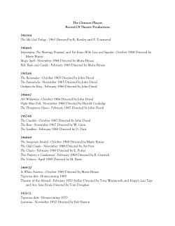Record Of Theatre Productions 1963-64 The Idle God