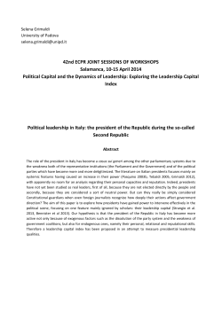 Political Leadership in Italy: The President of the Republic During