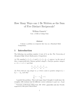 How Many Ways can 1 Be Written as the Sum of Five Distinct