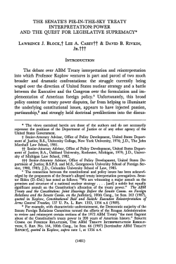Senate`s Pie-In-The-Sky Treaty Interpretation