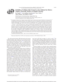 Solubility of Lithium Salts Formed on the Lithium