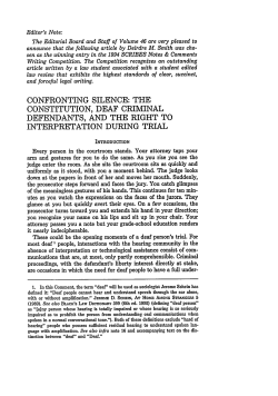Confronting Silence: The Constitution, Deaf Criminal Defendants