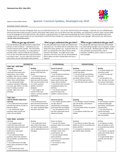 Spanish 1 Common Syllabus - Daviess County Public Schools