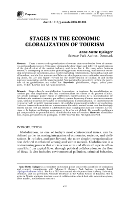 STAGES IN THE ECONOMIC GLOBALIZATION OF TOURISM