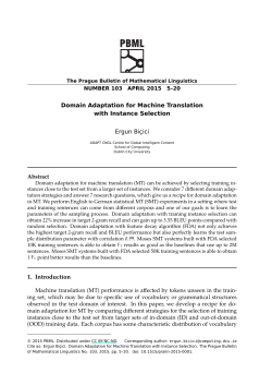 Domain Adaptation for Machine Translation with Instance Selection