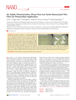 Air Stable, Photosensitive, Phase Pure Iron Pyrite