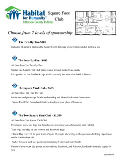Square Foot Club Choose from 7 levels of sponsorship