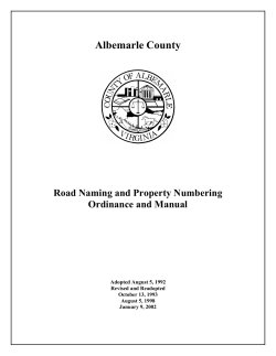 Road Naming and Property Numbering