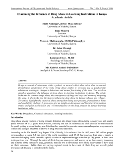 Examining the Influence of Drug Abuse in Learning Institutions in