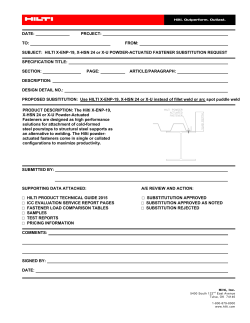 DATE: PROJECT: TO: FROM: SUBJECT: HILTI X-ENP-19, X