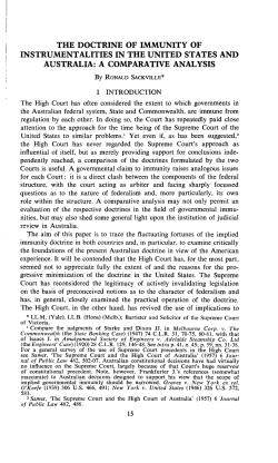 the doctrine of immunity of instrumentalities in the united